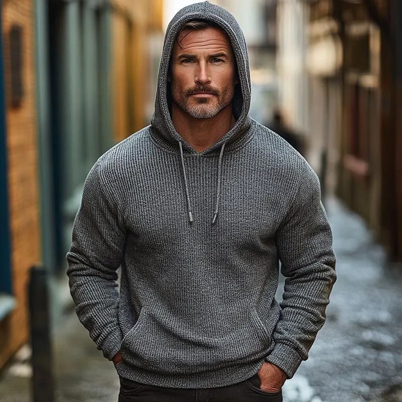 Men's Casual All-match Waffle Hoodie 98679499F sold by Manly product image thumbnail 2