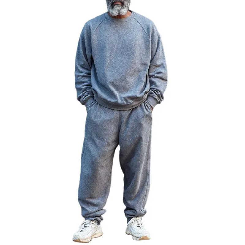 Men's Classic Casual Round Neck Pullover Sweatshirt and Casual Pants Two-piece Set 35062555F sold by Manly