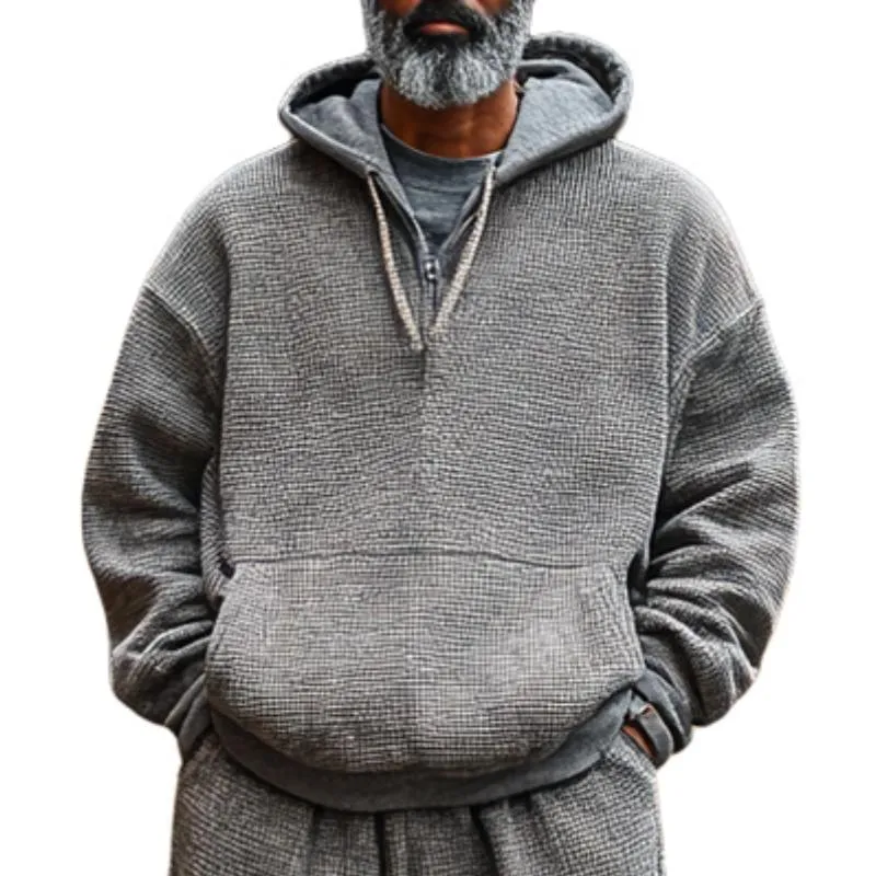 Men's Classic Casual Waffle Hoodie and Casual Pants Two-piece Set 70105652F sold by Manly product image thumbnail 2