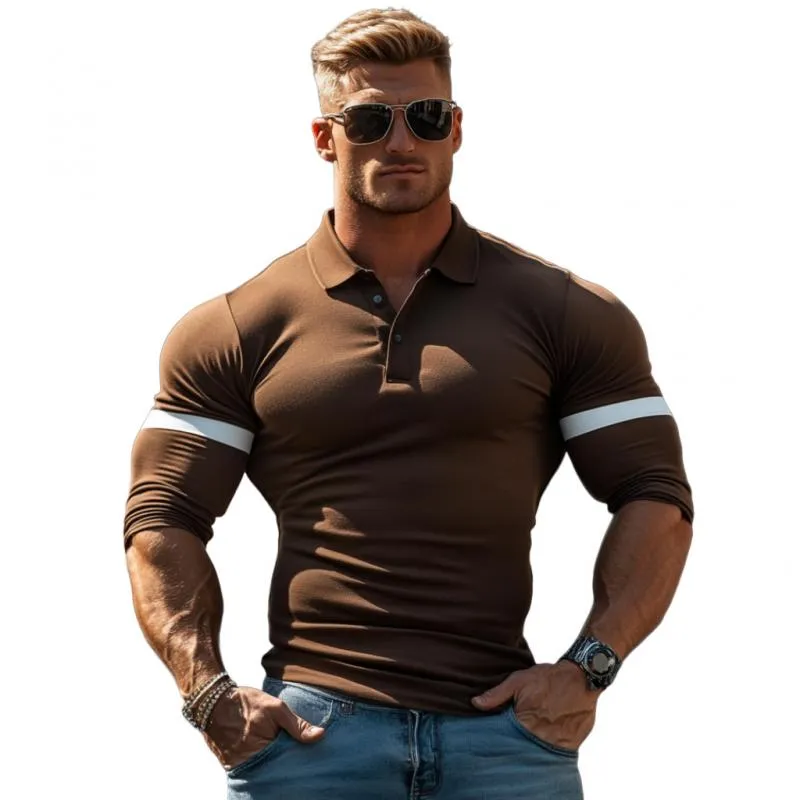 Men's Casual Colorblock Lapel Slim Fit Long Sleeve Polo Shirt 92314539M sold by Manly product image thumbnail 3