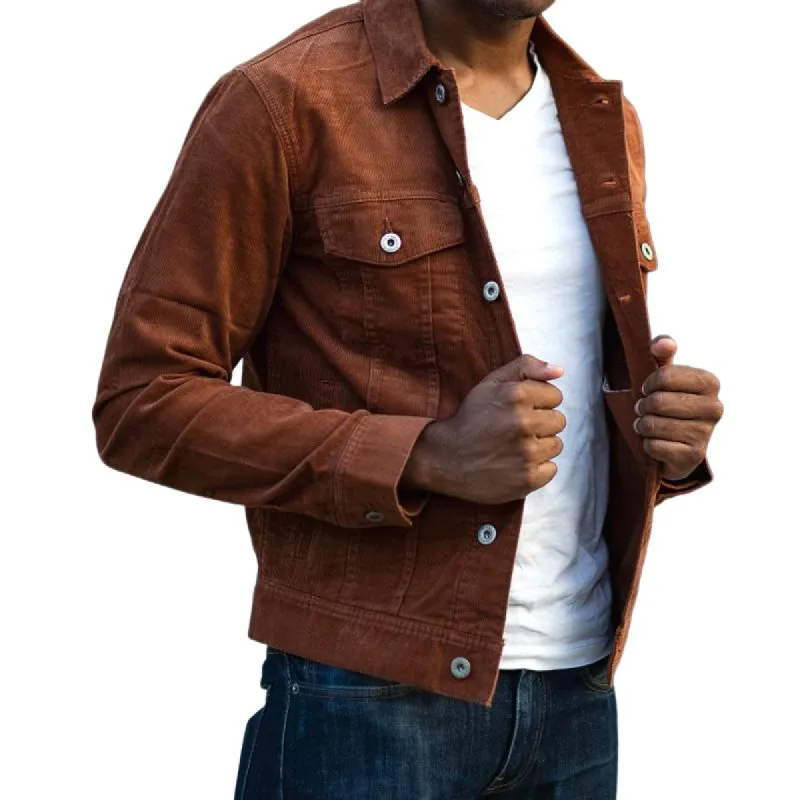 Men's Corduroy Lapel Button Jacket 35551985U sold by Manly