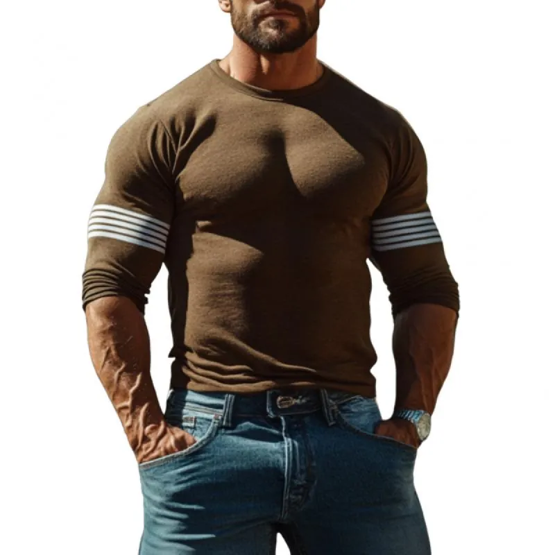 Men's Casual Striped Colorblock Round Neck Slim Fit Long Sleeve T-Shirt 94988526M sold by Manly