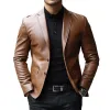 Men's Classic Casual Two Button Slim Fit Leather Blazer 03735451K sold by Manly