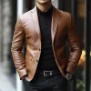 Men's Classic Casual Two Button Slim Fit Leather Blazer 03735451K sold by Manly