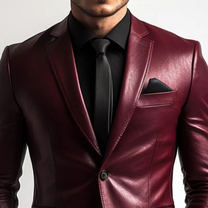 Men's Classic Vintage Two Button Slim Fit Leather Blazer 93865973K sold by Manly product image thumbnail 3