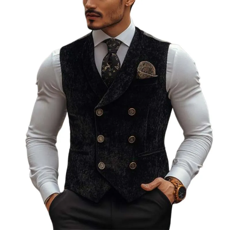 Men's Classic Vintage Double Breasted Shawl Collar Velvet Vest 44491635K sold by Manly