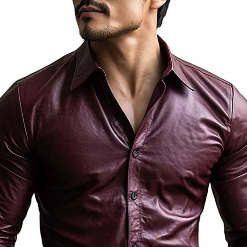 Men's Classic Casual Slim Fit Leather Long Sleeve Shirt 27974770K sold by Manly product image thumbnail 2