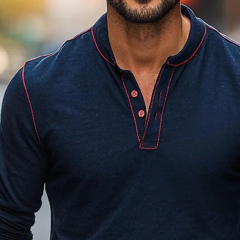 Men's Vintage Casual Henley Neck Long Sleeve T-Shirt 49063423TO sold by Manly product image thumbnail 3