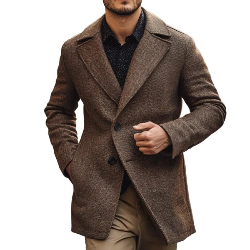 Men's Vintage Casual Herringbone Single Breasted Lapel Jacket 42529210TO sold by Manly