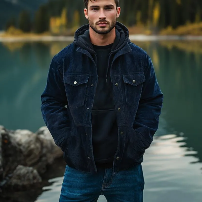 Men's Navy Blue Fine Corduroy Lapel Jacket 72526322U sold by Manly product image thumbnail 3