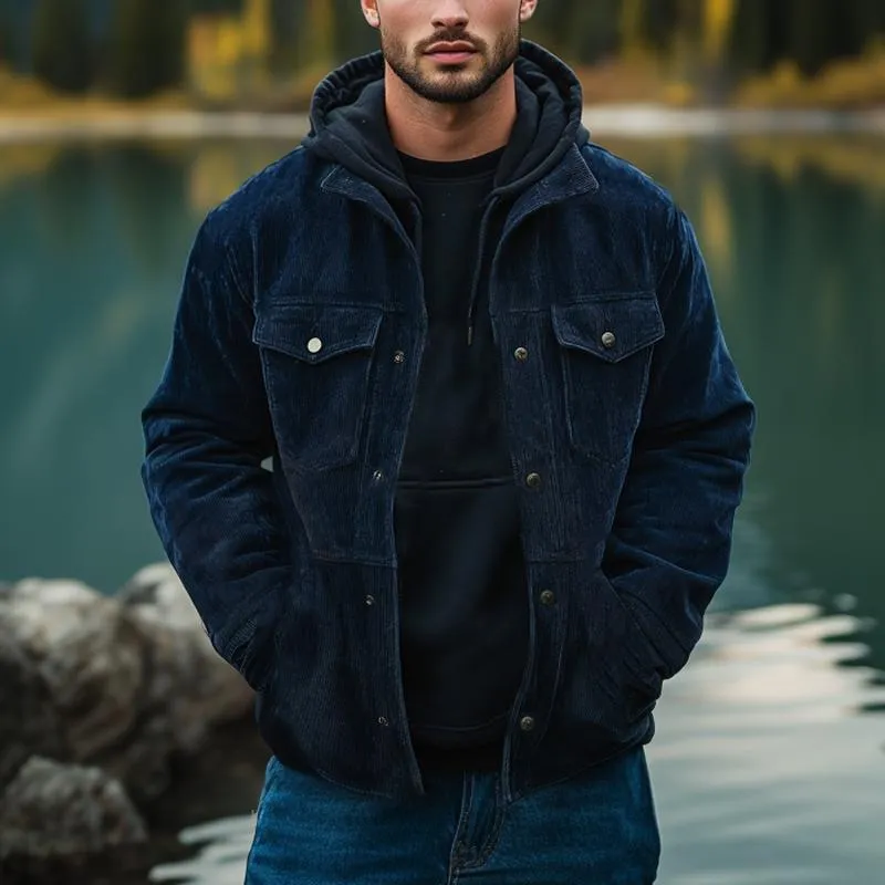 Men's Navy Blue Fine Corduroy Lapel Jacket 72526322U sold by Manly product image thumbnail 2