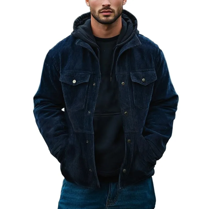 Men's Navy Blue Fine Corduroy Lapel Jacket 72526322U sold by Manly