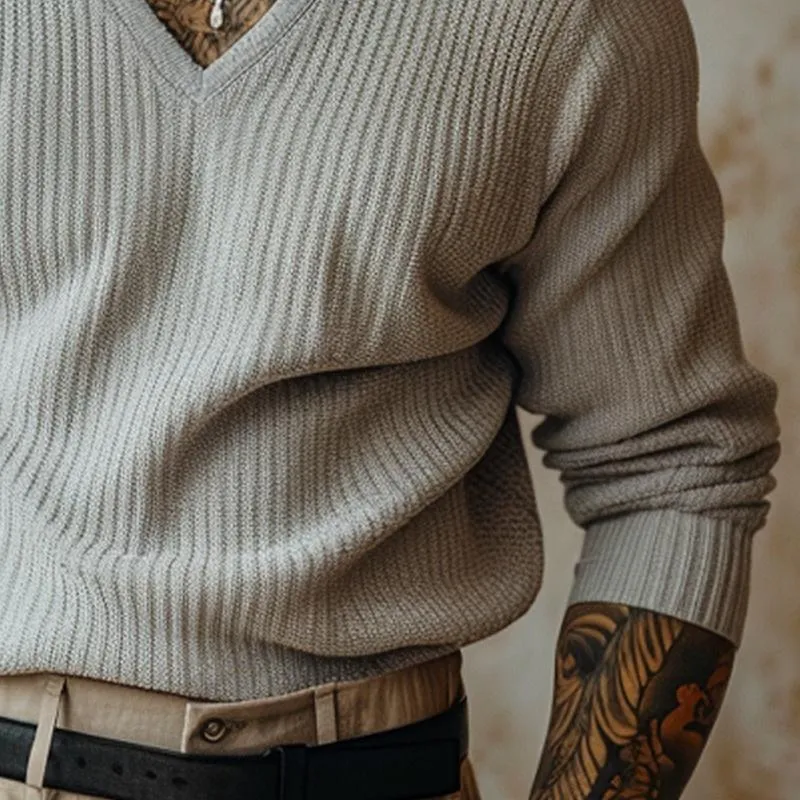 Men's Casual V-neck Knitted Sweater 07003740X sold by Manly product image thumbnail 4