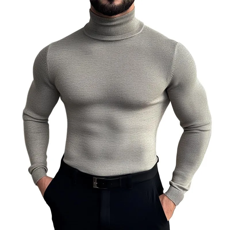 Men's Solid Color Turtleneck Knitted Sweater 34855802X sold by Manly