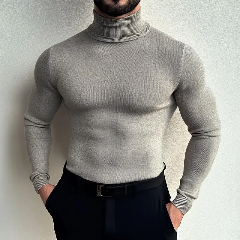 Men's Solid Color Turtleneck Knitted Sweater 34855802X sold by Manly product image thumbnail 4
