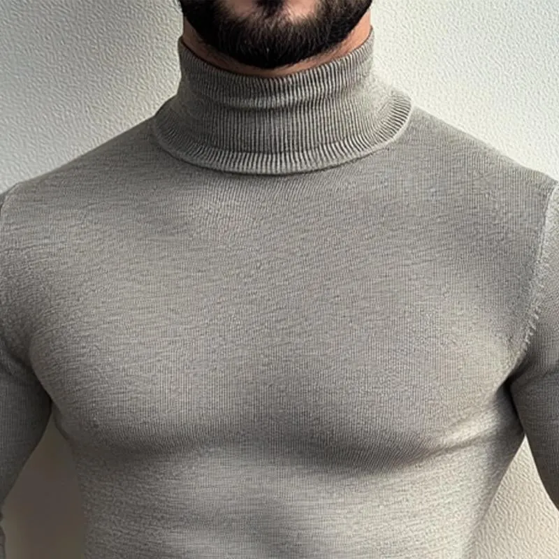 Men's Solid Color Turtleneck Knitted Sweater 34855802X sold by Manly product image thumbnail 2