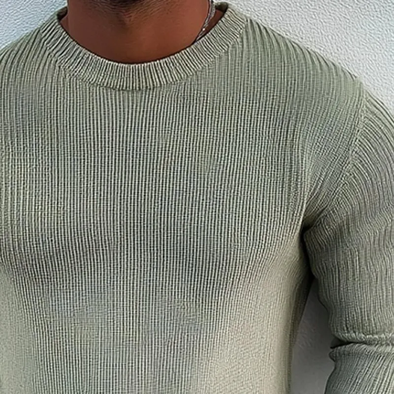 Men's Solid Color Crew Neck Knitted Sweater 95317354X sold by Manly product image thumbnail 3