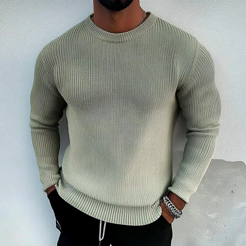 Men's Solid Color Crew Neck Knitted Sweater 95317354X sold by Manly product image thumbnail 2