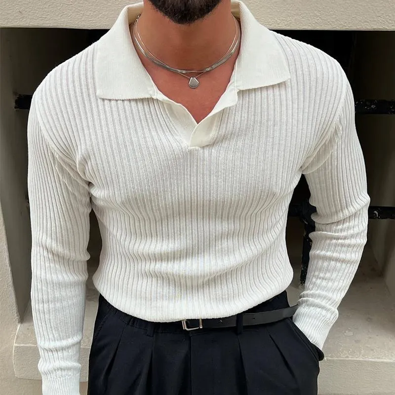 Men's Striped Lapel Knit Sweater 18628776X sold by Manly product image thumbnail 2