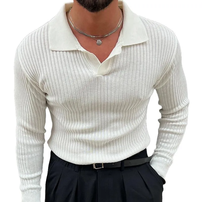 Men's Striped Lapel Knit Sweater 18628776X sold by Manly product image thumbnail 3