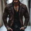 Men's Vintage Distressed Suede Lapel Chest Pocket Single Breasted Jacket 85643305Z sold by Manly