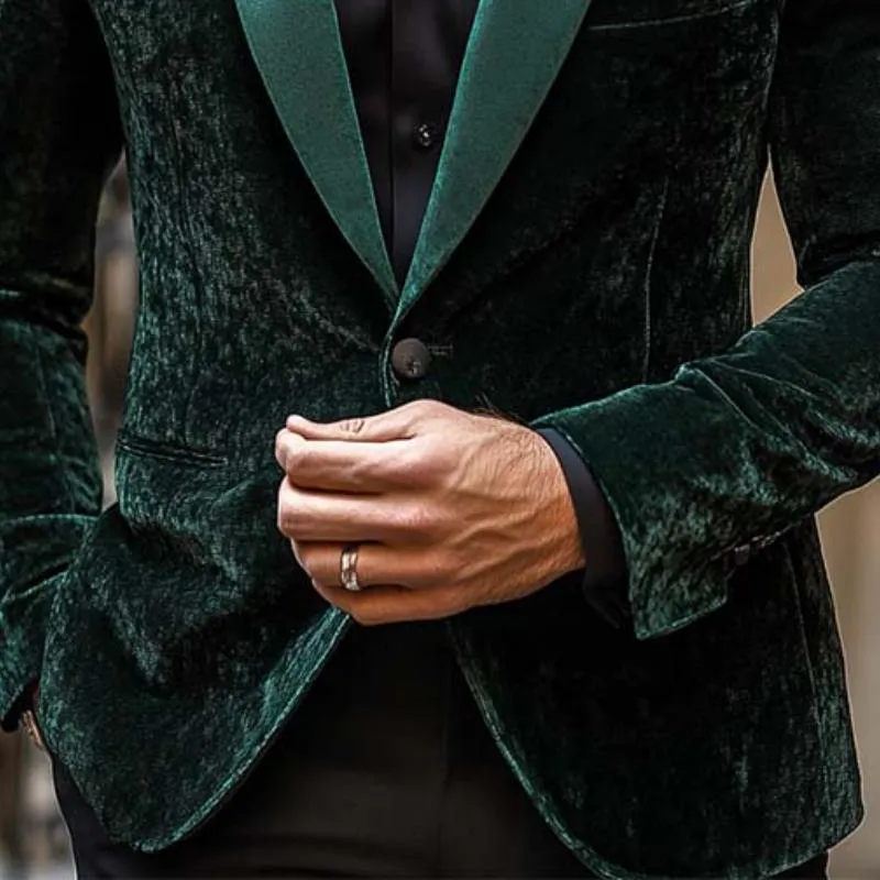 Men's Classic Retro Gentleman Collar Stitching Satin Slim Velvet Blazer 74403455K sold by Manly product image thumbnail 4