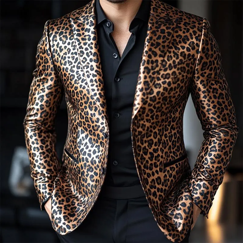 Men's Vintage Casual Leopard Print Single Breasted Blazer 54775174TO sold by Manly product image thumbnail 2