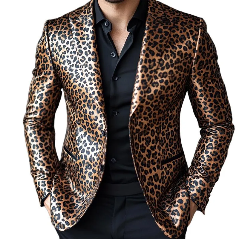 Men's Vintage Casual Leopard Print Single Breasted Blazer 54775174TO sold by Manly