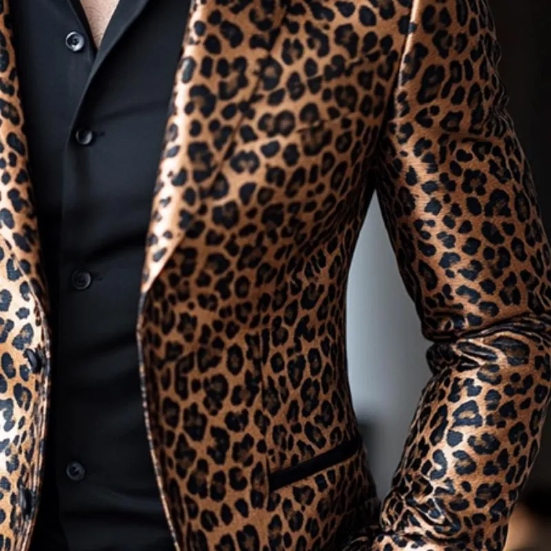 Men's Vintage Casual Leopard Print Single Breasted Blazer 54775174TO sold by Manly product image thumbnail 3
