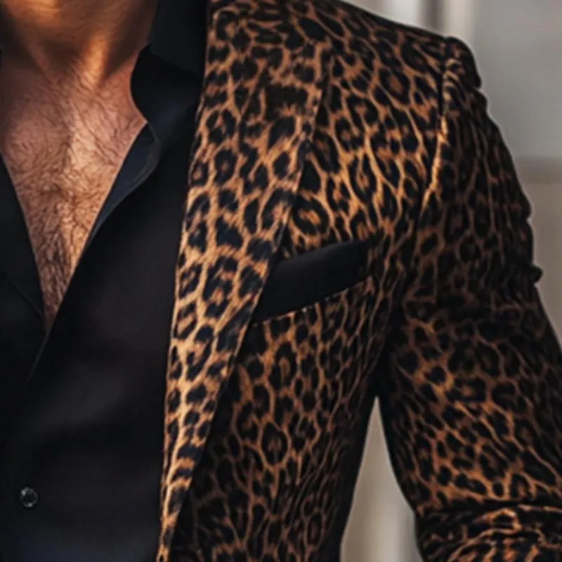 Men's Vintage Casual Leopard Print Single Breasted Blazer 80885986TO sold by Manly product image thumbnail 3