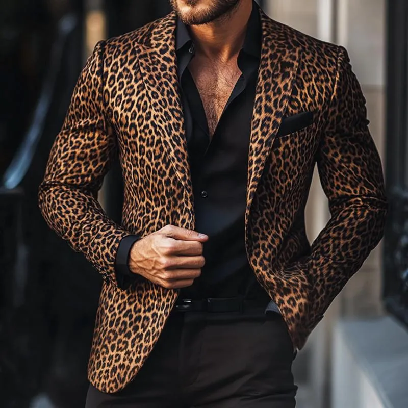 Men's Vintage Casual Leopard Print Single Breasted Blazer 80885986TO sold by Manly product image thumbnail 2
