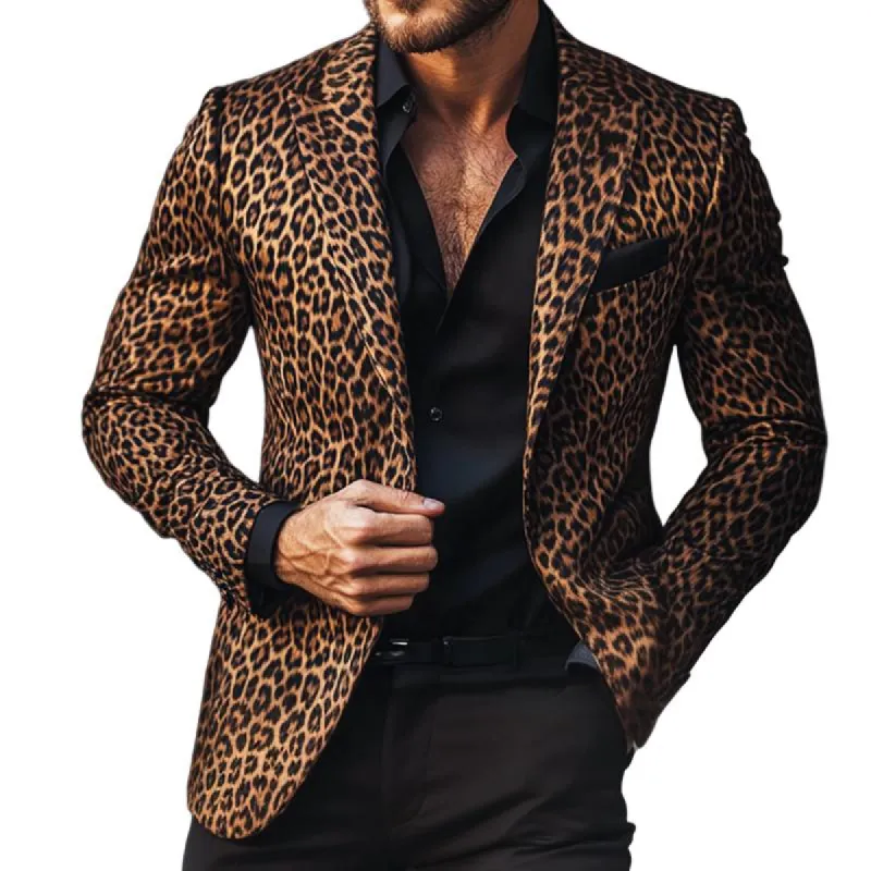 Men's Vintage Casual Leopard Print Single Breasted Blazer 80885986TO sold by Manly