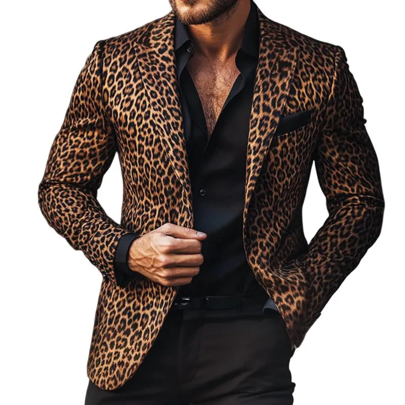 Men's Vintage Casual Leopard Print Single Breasted Blazer 80885986TO sold by Manly