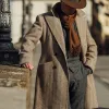 Men's Herringbone Notched Lapel Double-breasted Mid-length Coat 11577996U sold by Manly