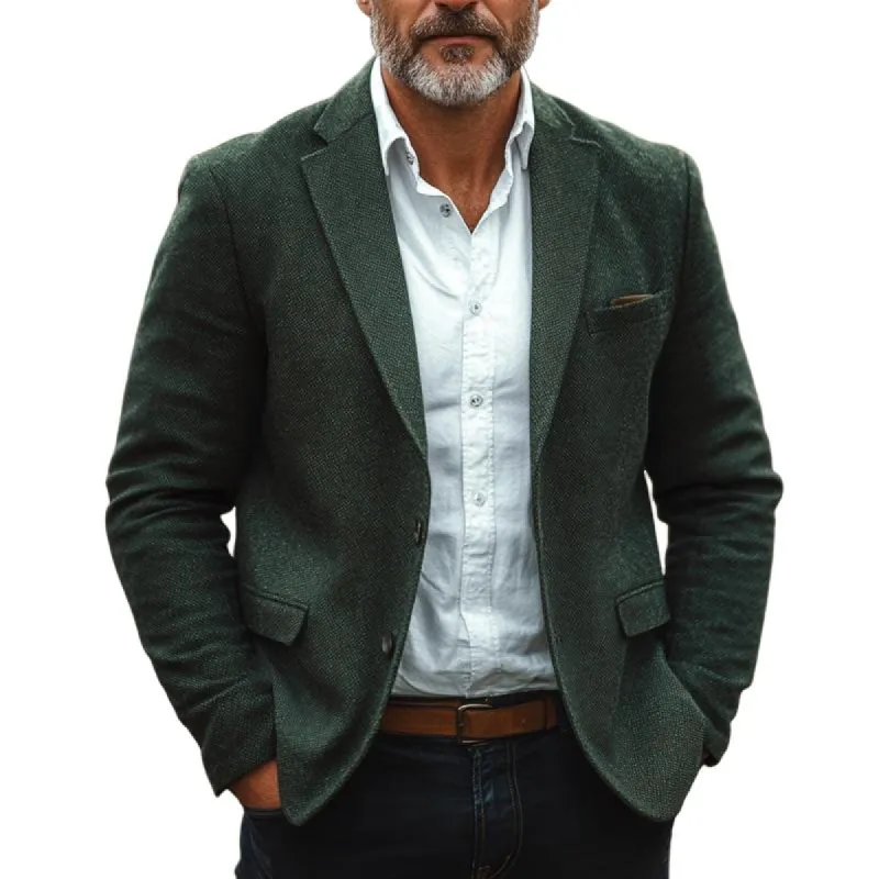 Men's Army Green Lapel Two Button Blazer 04239921U made by Manly