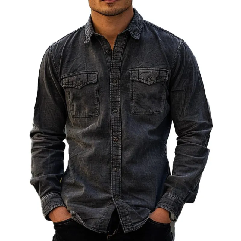 Men's Vintage Lapel Denim Shirt 29162355X sold by Manly