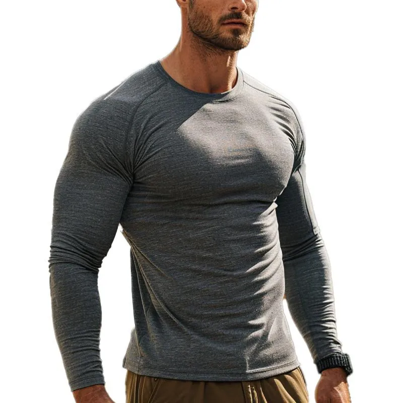 Men's Cotton Blend Round Neck Long Sleeve T-shirt 66765563X sold by Manly