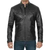 Men's Quilted Panel Zip-Up Leather Jacket 39192184X sold by Manly
