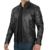 Men's Quilted Panel Zip-Up Leather Jacket 39192184X sold by Manly