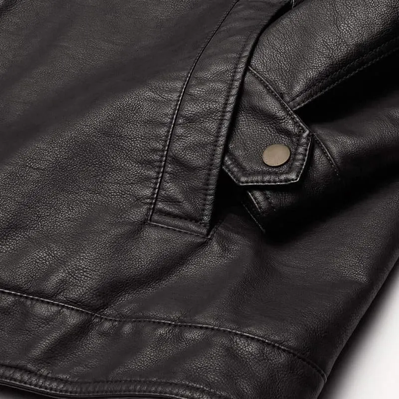 Men's Vintage Zipper Lapel Leather Jacket 75911876X sold by Manly product image thumbnail 2