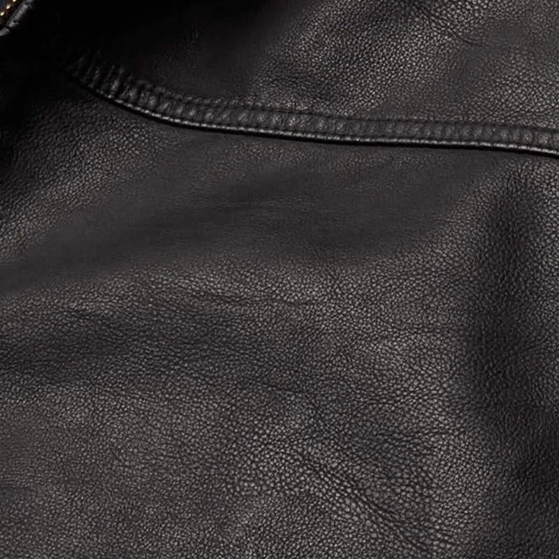 Men's Vintage Zipper Lapel Leather Jacket 75911876X sold by Manly product image thumbnail 3