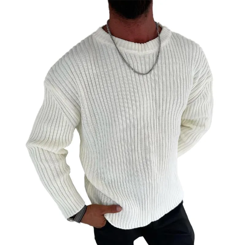 Men's Solid Color Crew Neck Casual Sweater 31519581X sold by Manly