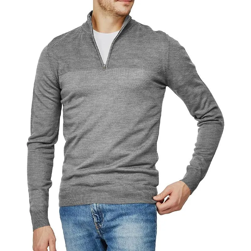 Men's Solid Color Stand Collar Half Zip Sweater 38135533X sold by Manly product image thumbnail 2
