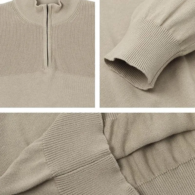 Men's Solid Color Stand Collar Half Zip Sweater 38135533X sold by Manly product image thumbnail 3