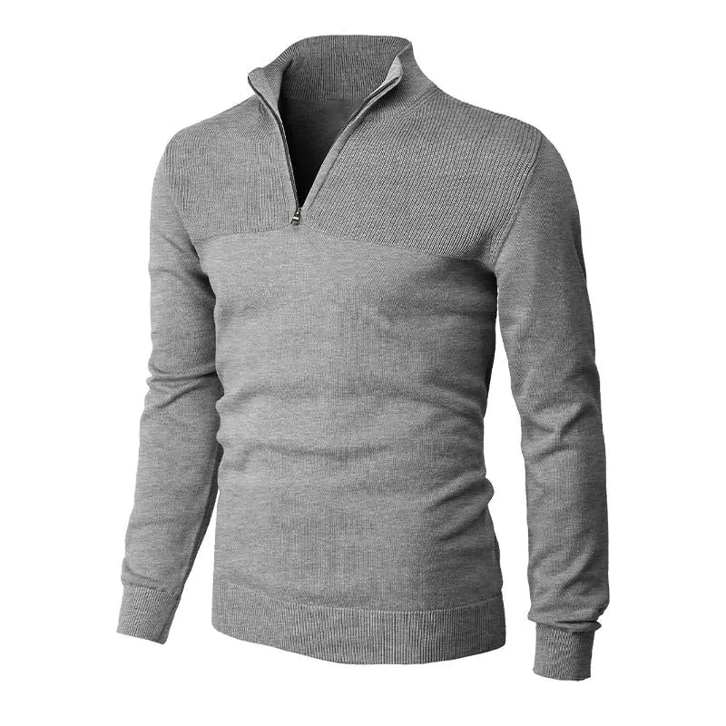 Men's Solid Color Stand Collar Half Zip Sweater 38135533X sold by Manly product image thumbnail 5
