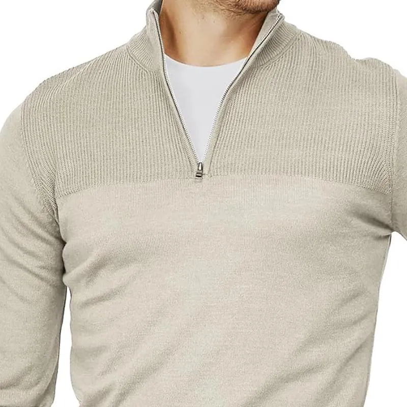 Men's Solid Color Stand Collar Half Zip Sweater 38135533X sold by Manly product image thumbnail 4