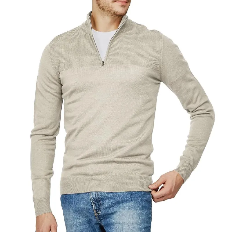 Men's Solid Color Stand Collar Half Zip Sweater 38135533X sold by Manly