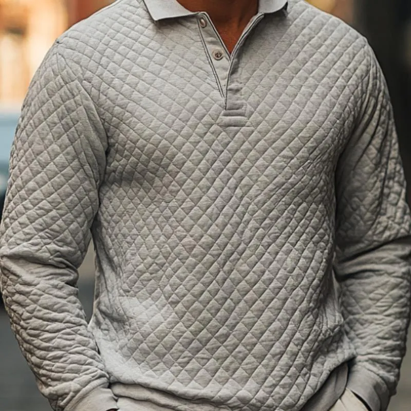 Men's Casual Quilted Padded Long Sleeve Warm POLO Shirt 45945976F sold by Manly product image thumbnail 3