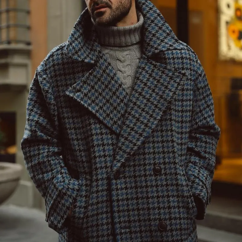Men's Classic Vintage Double Breasted Below-the-Knee Houndstooth Coat 54341963K sold by Manly product image thumbnail 4