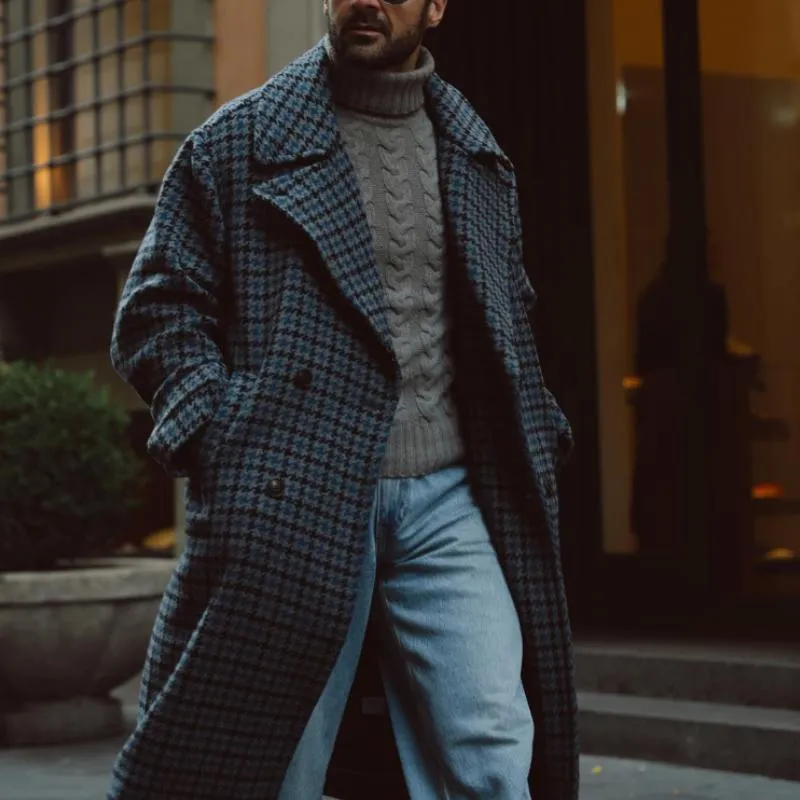 Men's Classic Vintage Double Breasted Below-the-Knee Houndstooth Coat 54341963K sold by Manly product image thumbnail 3